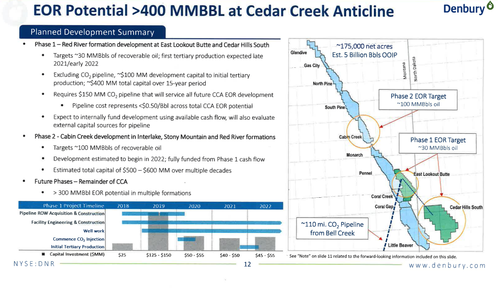 Denbury Green Pipeline-Montana Cedar Creek EOR